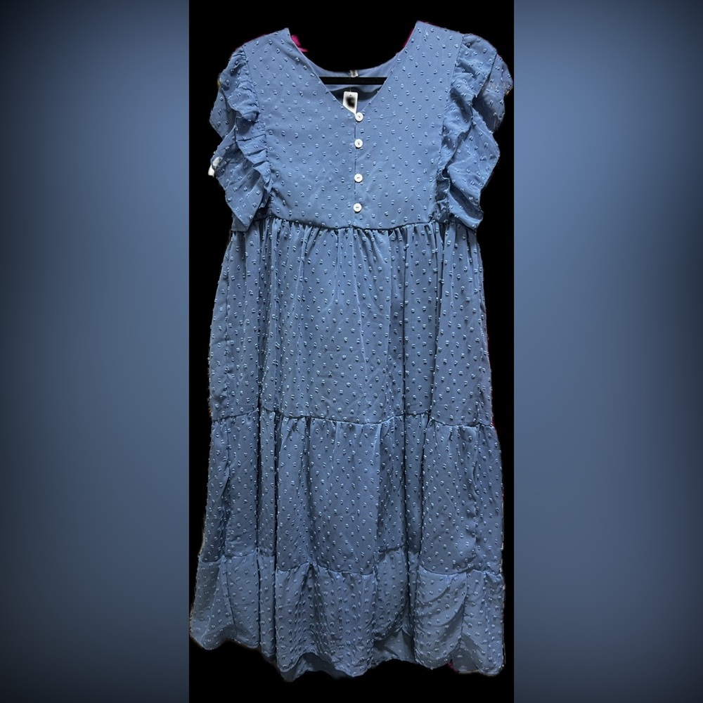 🆕 Gaovot Blue Ruffle Sleeve Summer Dress - Size S